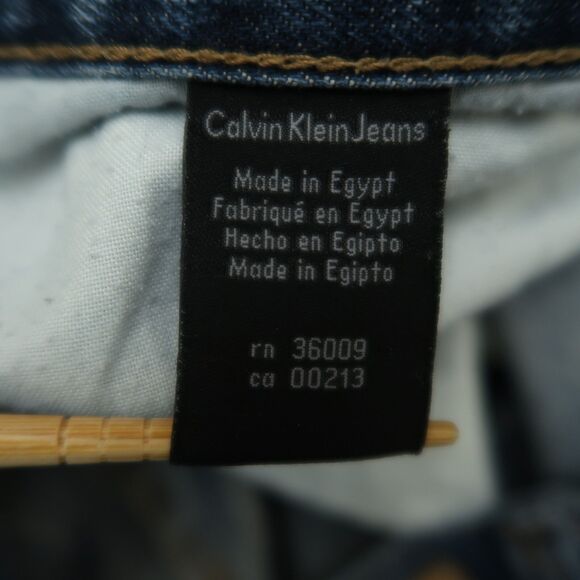 Calvin Klein Jeans Mens Size 36x35 Blue Relaxed Straight Rigid Denim Stone Wash - Picture 12 of 16